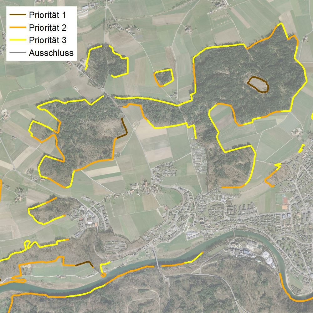 Prioritätenkarte Waldrandpflege Kanton Bern